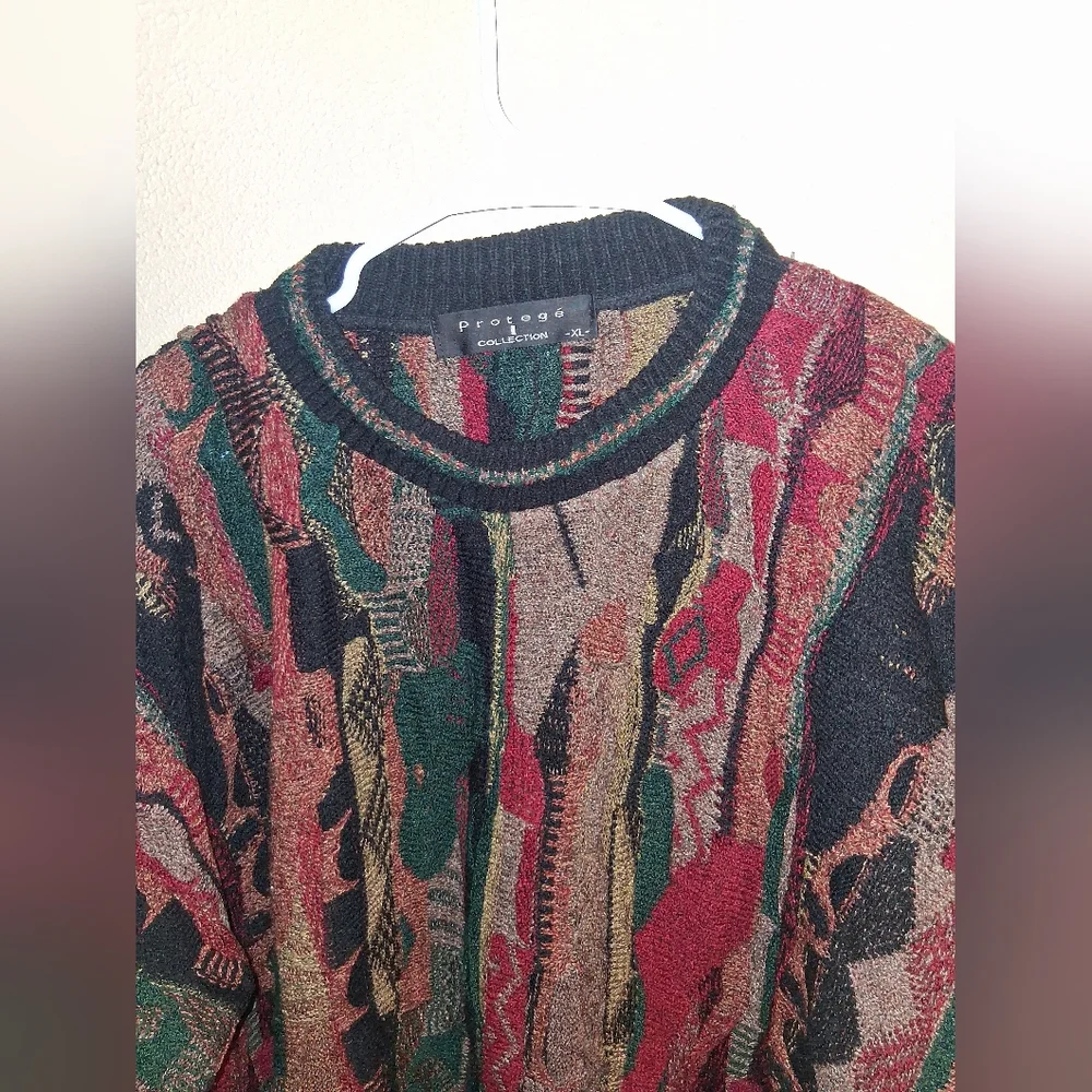 VTG Protege I Collection Sweater 3D Textured Knit Coogi Style Cosby Men’s XL - Picture 2 of 7